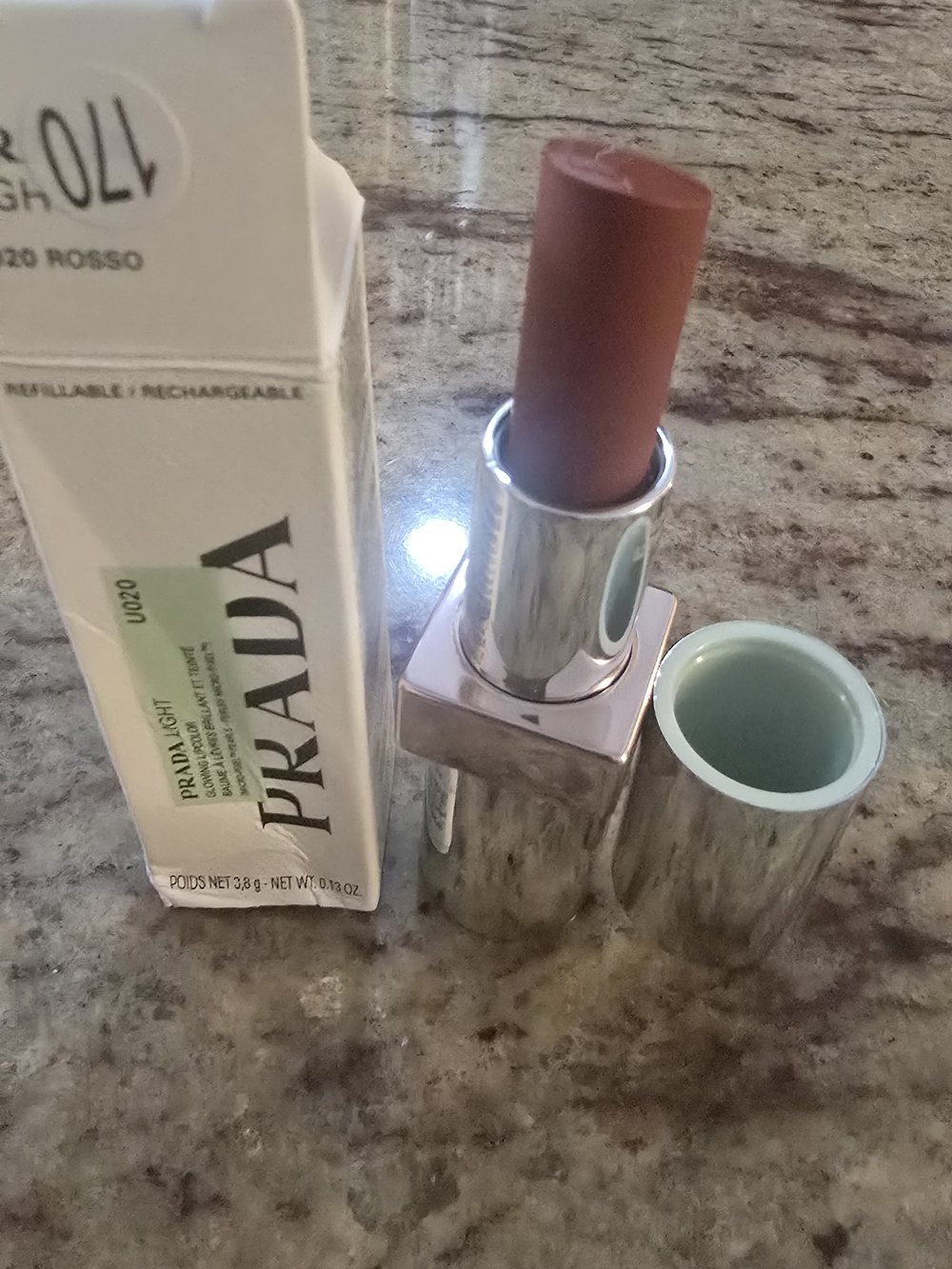 Prada Light Refillable Lipstick in U020 Rosso NIB